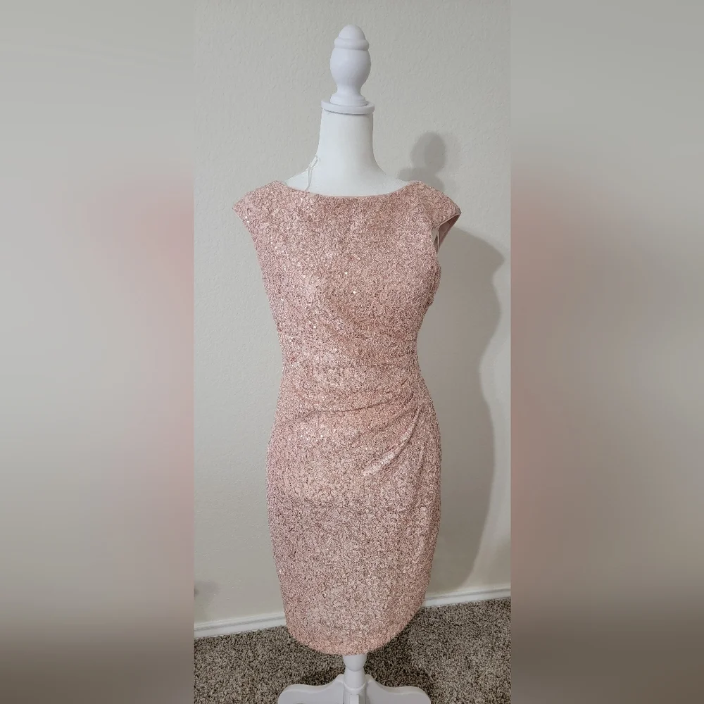 Vince Camuto Size 4 Pale Pink Sequin And Lace Dress - Picture 1 of 7